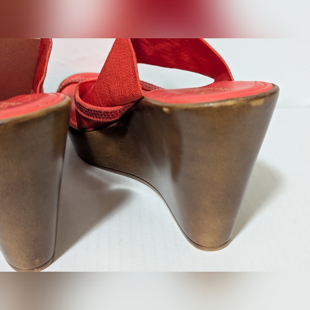 SZ 8 Italian Shoemakers Women's "Sadey" Platform Wedge Sandals - Red Orange - Picture 9 of 10